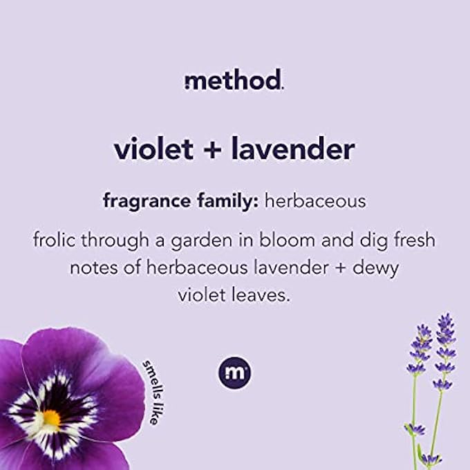 Method FOAMING HAND WASH, VIOLET + LAVENDER, REUSABLE SILVER ALUMINUM BOTTLE, BIODEGRADABLE FORMULA, 10 OZ (PACK OF 3) - Image 3